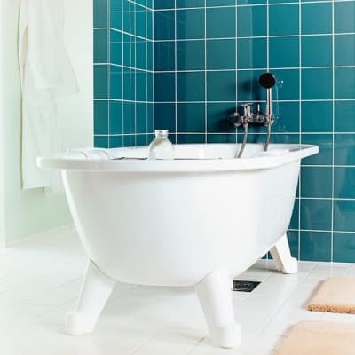 Gustavsberg Badkar 6316 BK Vit Emalj 1580x680 med fötter och vippventil