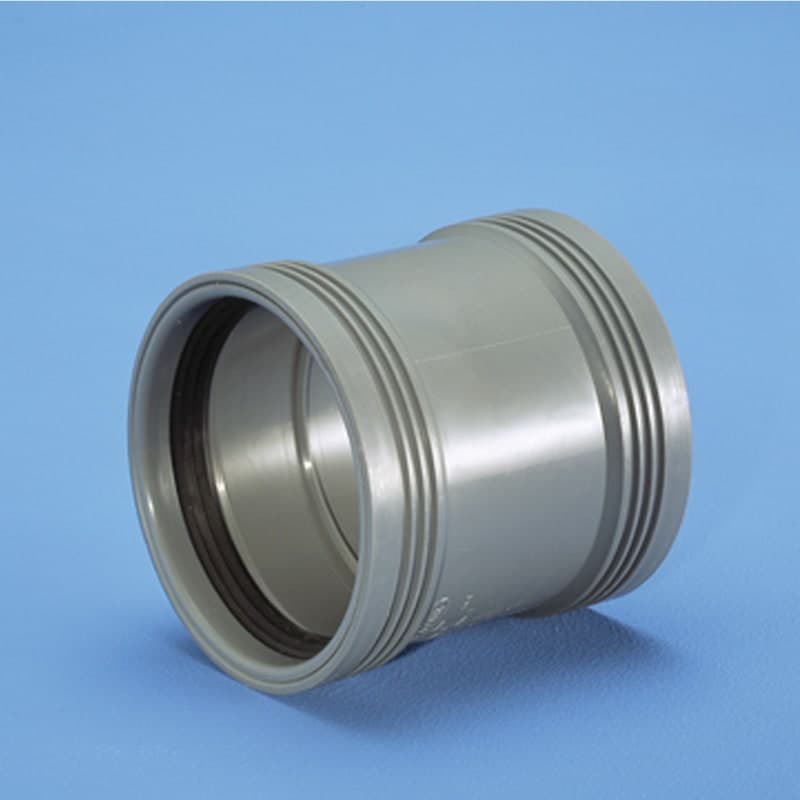 Wafix PP grå dubbelmuff 75mm för inomhusavlopp, 2 anslutningar, rak