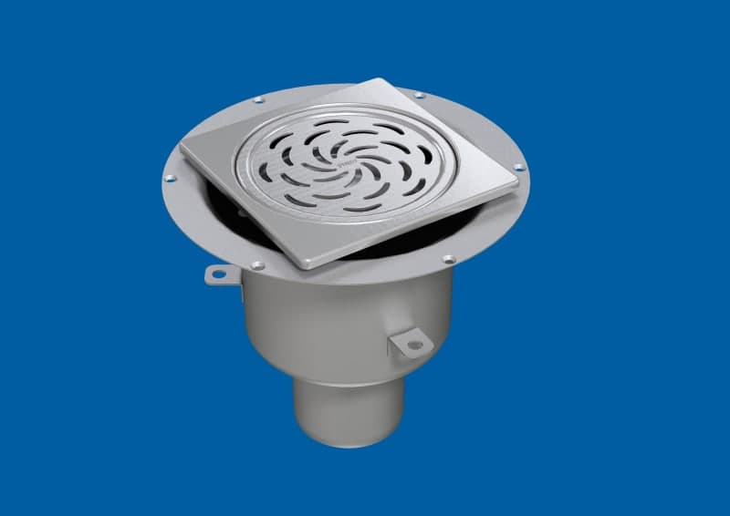 Golvbrunn FURO 006 Rostfri Ø132 mm Bottenutlopp Ø75 mm, K3/K5