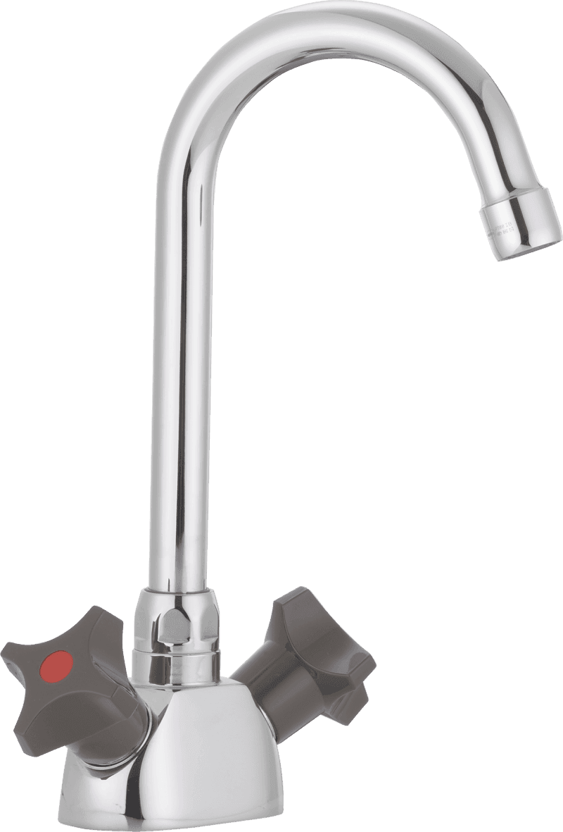 Tvättränneblandare FM Mattsson 2-grepps med hög pip och Soft PEX-rör