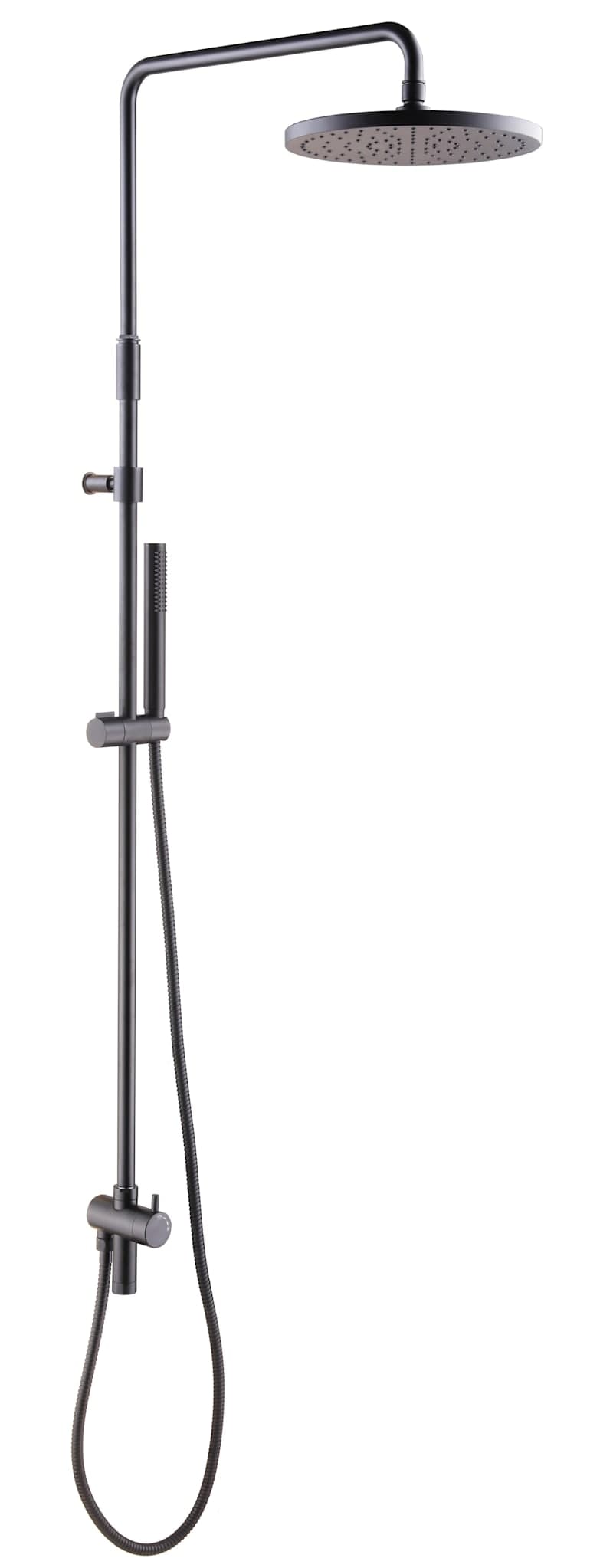 Alterna Takdusch Bello B1 i matt svart mässing med teleskopisk höjdjustering