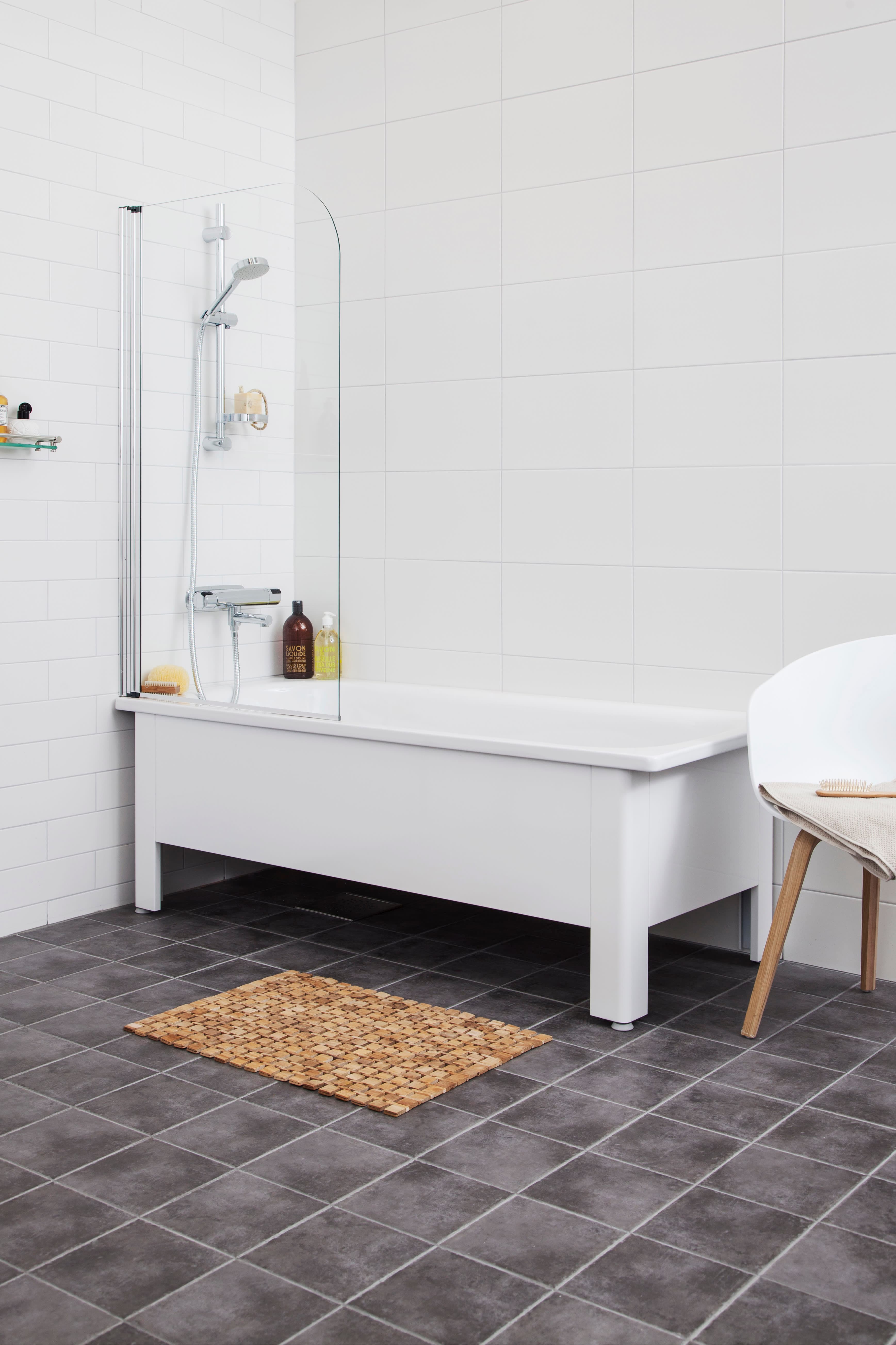 Alterna Picto Duschvägg 1300x750mm Vit Klarglas - Lyftgångjärn, CE-märkt | Badrum Duschvägg | RSK 7384447